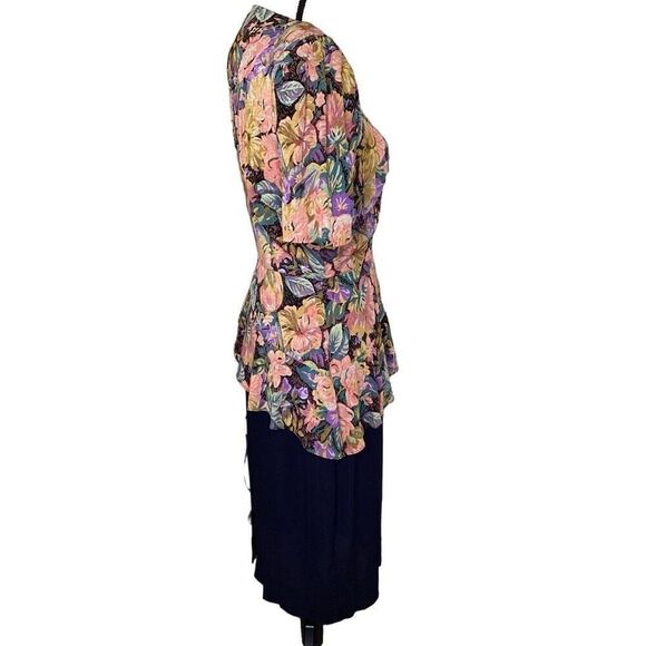 Phoebe Vintage 80’s Layered Faux Wrap Sheath Dress Size 10 - Picture 2 of 14